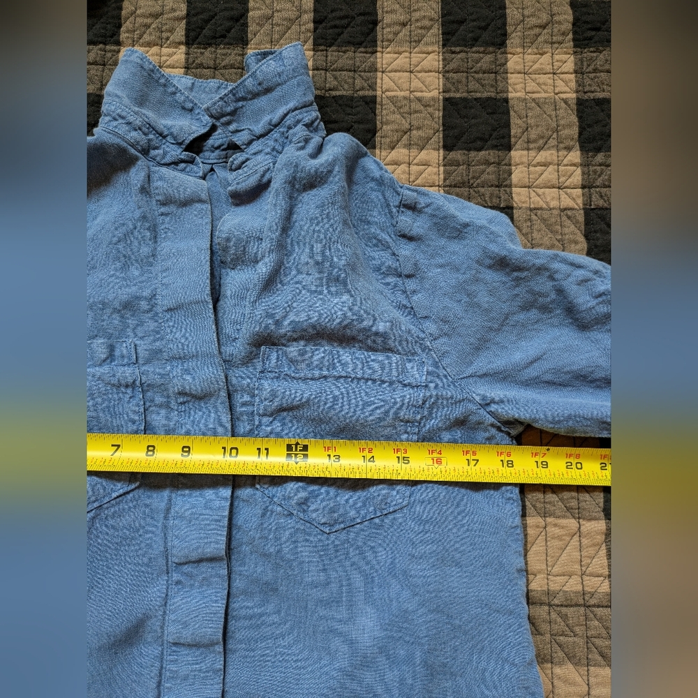 Linen Blue Button Down, S - Picture 2 of 14